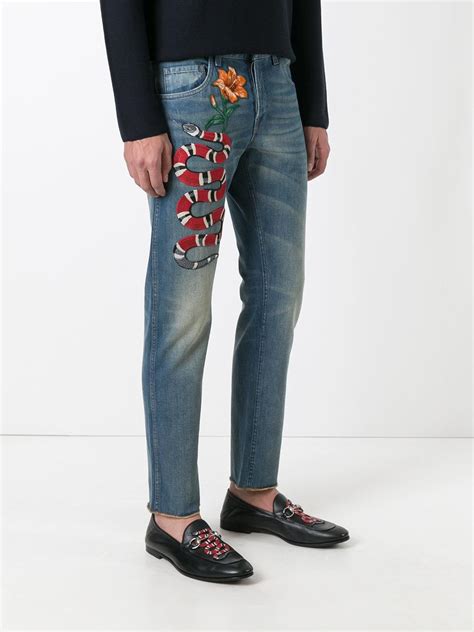 gucci jeans mens jeans|gucci embroidered jeans men.